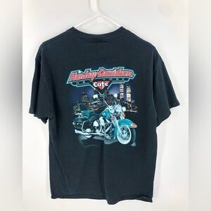 Vintage Harley Davidson Short Sleeve Single Stitch Shirt New York Cafe Sz Large